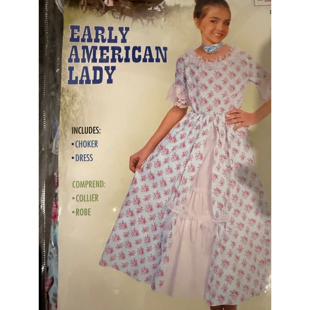 Early American Lady colonial pioneer Dress Choker floral sz child S 4-6 costume